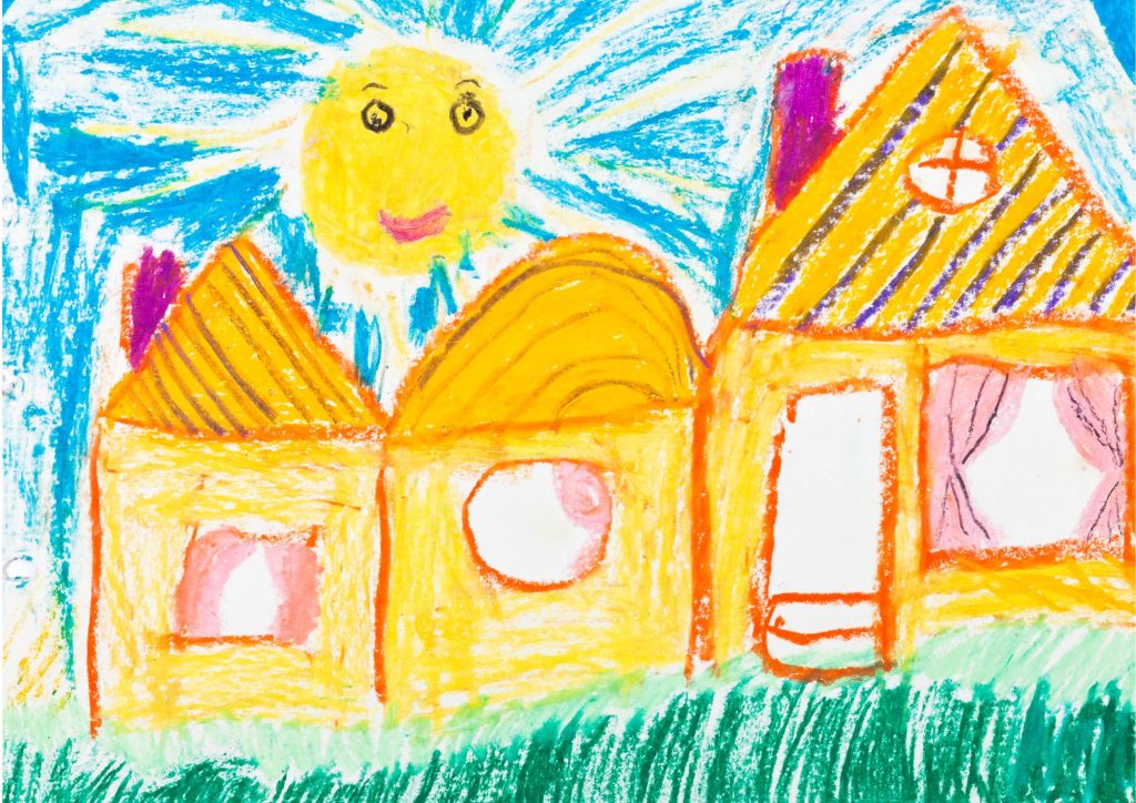 dessins enfants maison et soleil